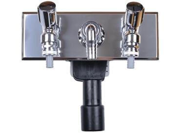 Waschgeräte-UP-Siphon DN40/50 mit 2 integrierten Wasseranschlüssen samt Auslaufhähnen 1/2" - 280x100mm HL406.2